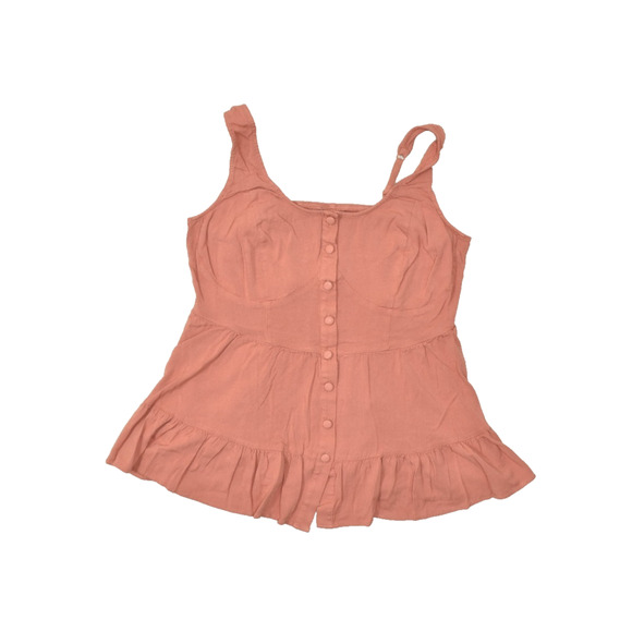 torrid Tops - Torrid Plus Size 1 Rose Coral Button Front Peplum Cami Top Smocked Back Rayon